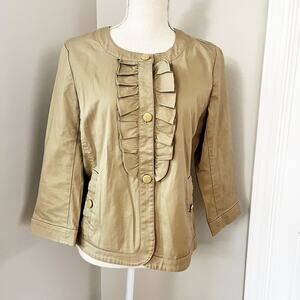 Talbots Khaki Ruffle Jacket